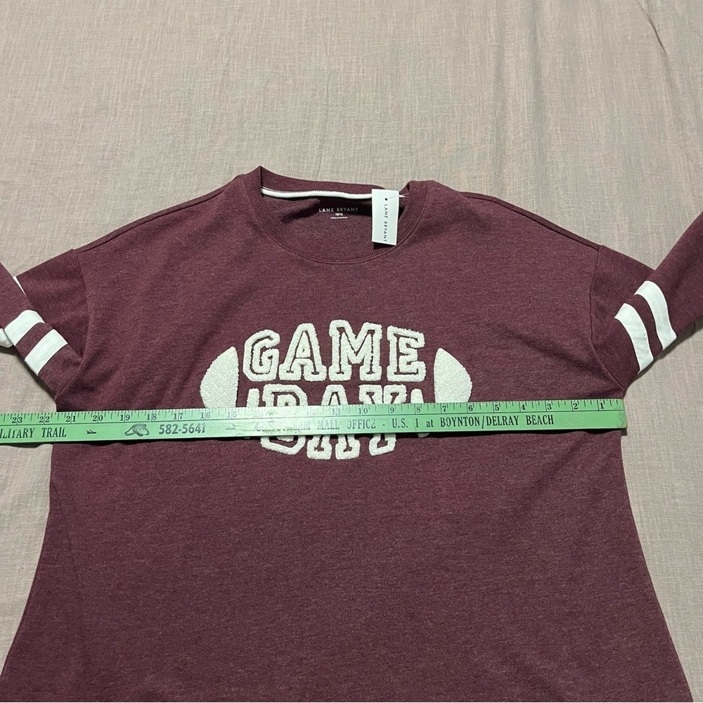 NWT Lane Bryant Burgundy Game Day Football Sweater Size 10/12 Large Fall Maroon - Picture 6 of 7
